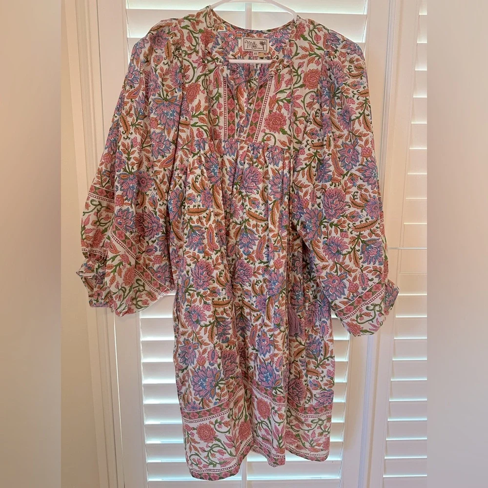 Floral Mini Dress in Pink and Purple - Picture 2 of 3